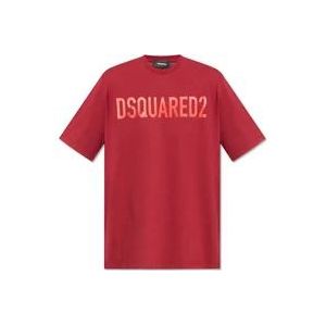 Dsquared2 T-shirt met logo , Red , Heren , Maat: 3XL