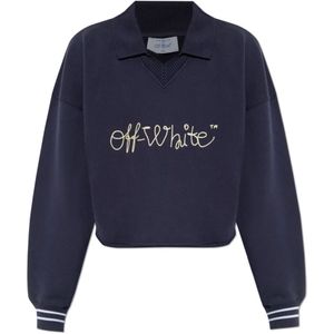 Off White, Dames, Sweatshirts & Hoodies, Blauw, Maat: S Katoen,