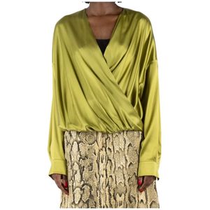 Dries Van Noten, Dames, Blouses & Shirts, Groen, Maat: M Zijde,