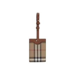 Burberry Beige Check Bagagelabel , Beige , Dames , Maat: ONE Size