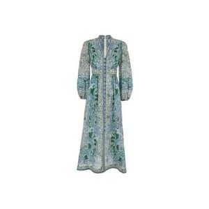 Zimmermann Bloemenprint Lange Linnen Jurk , Multicolor , Dames , Maat: M