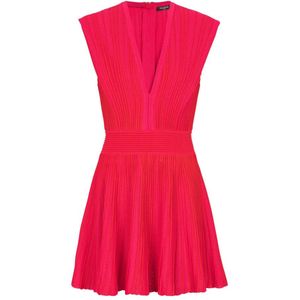 Balmain Tweekleurige uitlopende gebreide jurk , Pink , Dames , Maat: 2XS