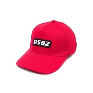Dsquared2 Rode Logo Baseball Cap 100% Katoen , Red , Heren , Maat: ONE Size