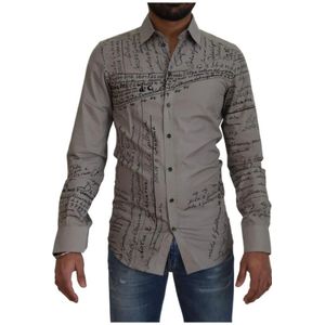 Dolce & Gabbana, Heren, Overhemden, Grijs, Maat: XS Katoen,