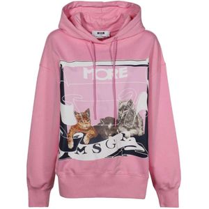 Msgm, Dames, Sweatshirts & Hoodies, Roze, Maat: XS Katoen,