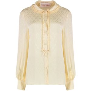 Valentino Garavani, Dames, Blouses & Shirts, Beige, Maat: M Zijde,