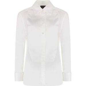 Tom Ford, Dames, Blouses & Shirts, Wit, Maat: 4XS Katoen,