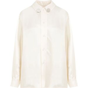 Jil Sander, Dames, Blouses & Shirts, Beige, Maat: S Viscose,