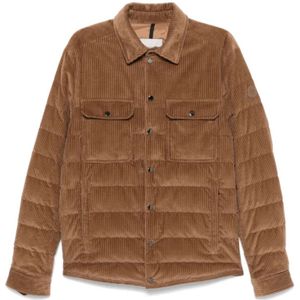 Moncler Bruine Corduroy Gewatteerde Jas , Brown , Heren , Maat: L