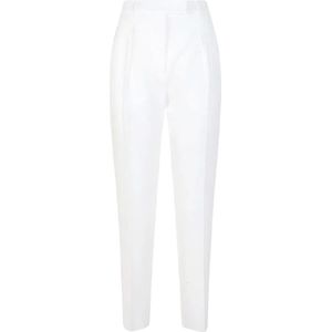 Max Mara Studio, Dames, Broeken, Wit, Maat: L Leer,