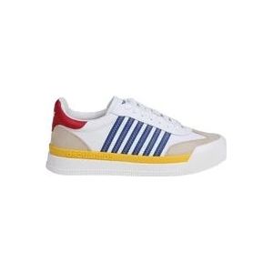Dsquared2 Witte/Gele/Blauwe Leren Sneakers , Multicolor , Heren , Maat: 44 EU