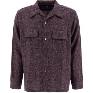Needles, Heren, Overhemden, Paars, Maat: L Wol,