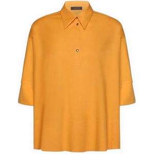 Elena Mirò, Dames, Blouses & Shirts, Oranje, Maat: XS Katoen,