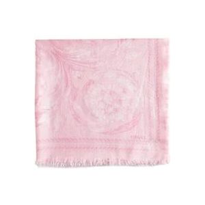 Versace Zijden Sjaal met Barocco Print , Pink , Dames , Maat: ONE Size