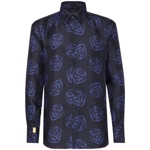 Billionaire, Heren, Overhemden, Blauw, Maat: XS Zijde,