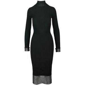 Sportmax, Dames, Jurken, Zwart, Maat: L Wol,