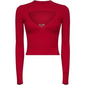 Diesel - Rode Wol Ribgebreide Trui - Dames - XS