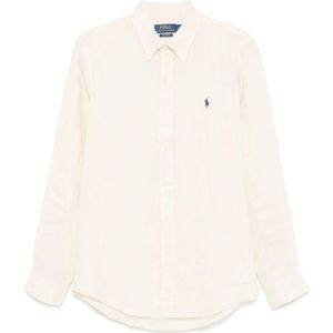 Polo Ralph Lauren, Heren, Overhemden, Beige, Maat: M Linnen,