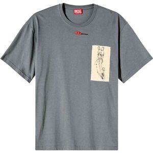 Diesel, Heren, Tops, Grijs, Maat: M