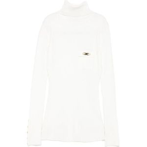 Elisabetta Franchi, Dames, Truien, Wit, Maat: XS Zijde,
