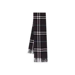 Burberry Bruine Cashmere Sjaal met Rafelede Profielen , Multicolor , Heren , Maat: ONE Size