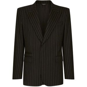 Dolce & Gabbana, Heren, Jassen, Zwart, Maat: M Wol,