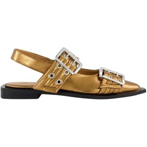 Ganni Chunky Buckle Ballerina in Zwart , Yellow , Dames , Maat: 38 EU