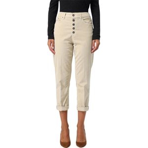 Dondup, Dames, Broeken, Beige, Maat: W29 Velours,