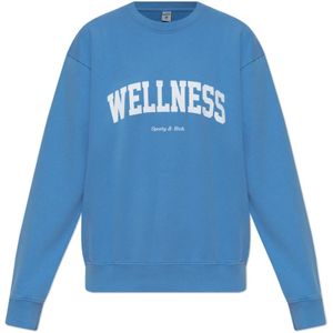 Sporty & Rich, Dames, Sweatshirts & Hoodies, Blauw, Maat: XS Katoen,