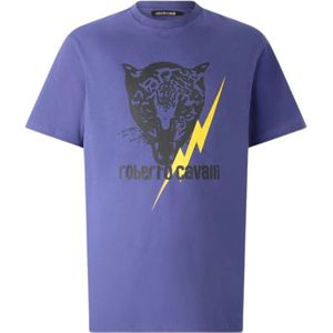 Roberto Cavalli, Heren, Tops, Blauw, Maat: S Katoen,