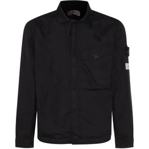 Stone Island, Heren, Jassen, Zwart, Maat: XL Polyamide,