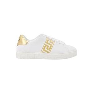 Versace Witte Leren Sneakers , White , Heren , Maat: 43 EU