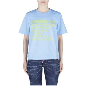 Dsquared2, Dames, Tops, Blauw, Maat: S Katoen,