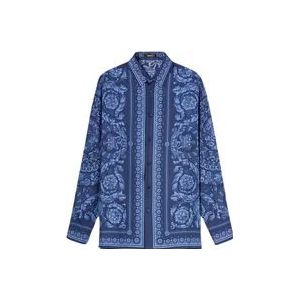 Versace Barok Informeel Overhemd , Blue , Heren , Maat: M