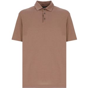 Zanone, Heren, Tops, Bruin, Maat: M Katoen,