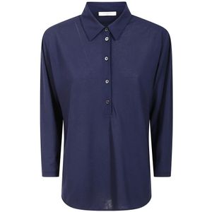 Zanone, Dames, Tops, Blauw, Maat: M Katoen,