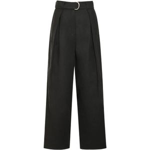 Max Mara, Dames, Broeken, Zwart, Maat: 2XS Linnen,