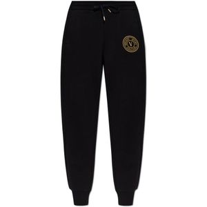 Versace Jeans Couture - Trainingsbroeken - Zwart - Dames - Katoen - Geborduurd Logo