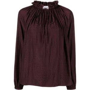 Lanvin, Dames, Blouses & Shirts, Bruin, Maat: XS Poliester,