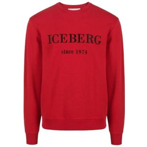Iceberg, Heren, Sweatshirts & Hoodies, Rood, Maat: M Katoen,