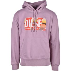 Diesel, Heren, Sweatshirts & Hoodies, Roze, Maat: 2XL Katoen,