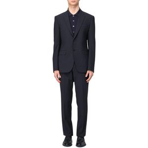 Emporio Armani, Heren, Pakken, Blauw, Maat: M Tweed,
