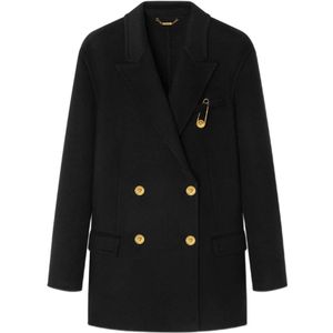 Versace - Korte Double-Breasted Jas - Zwart - Wol