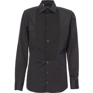 Dolce & Gabbana, Heren, Overhemden, Zwart, Maat: M Katoen,