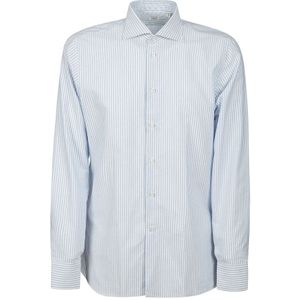 Borriello Napoli, Heren, Overhemden, Blauw, Maat: L Katoen,