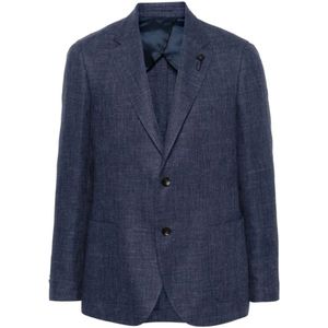 Lardini, Heren, Jassen, Blauw, Maat: L Linnen,