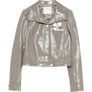 Courrèges, Dames, Jassen, Grijs, Maat: 2XS Vinyl,