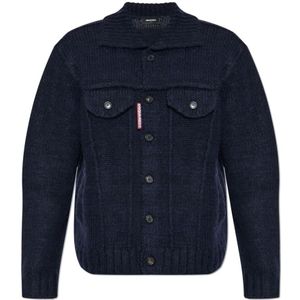 Dsquared2, Heren, Truien, Blauw, Maat: M Wol,