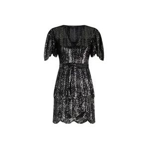 Twinset Zwart Geborduurde Korte Jurk , Black , Dames , Maat: 2XS