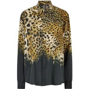 Roberto Cavalli, Dames, Blouses & Shirts, Bruin, Maat: L Zijde,